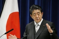 Thủ tướng Nhật Bản Shinzo Abe trong cuộc họp báo sau công bố cải tổ nội các, tại Tokyo ngày 2/10/2018. (Ảnh: Kyodo/TTXVN)