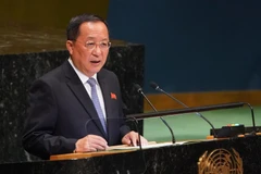 Ngoại trưởng Triều Tiên Ri Yong-ho phát biểu tại Khóa họp Đại hội đồng LHQ ở New York (Mỹ), ngày 29/9/2018. (Ảnh: AFP/TTXVN)
