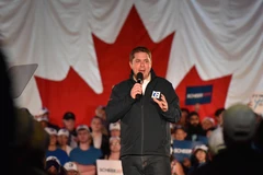 Lãnh đạo đảng Bảo thủ Canada Andrew Scheer trong cuộc vận động tranh cử tại Richmond B.C ngày 20/10/2019. (Ảnh: AFP/TTXVN)