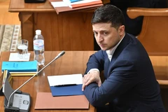 Tổng thống Ukraine Volodymyr Zelensky tại phiên họp của Tòa án Hiến pháp ở Kiev ngày 11/6/2019. (Ảnh: AFP/TTXVN)