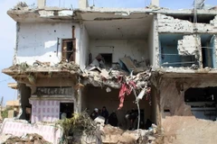 Một ngôi nhà bị phá hủy trong cuộc không kích ở Daraa, Syria, ngày 8/4. (Nguồn: AFP/TTXVN)