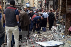 Hiện trường vụ đánh bom tại nhà thờ ở Alexandria. (Nguồn: THX/TTXVN)