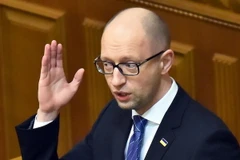 Thủ tướng Ukraine Arseniy Yatsenyuk phát biểu tại một cuộc họp ở thủ đô Kiev. (Nguồn: AFP/TTXVN)