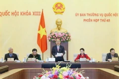 Chủ tịch Quốc hội Nguyễn Sinh Hùng phát biểu khai mạc Phiên họp thứ 45 của Ủy ban Thường vụ Quốc hội. (Ảnh: Nhan Sáng/TTXVN) 