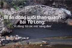 Nước từ mỏ than chảy xuống "Suối hóa chất." (Ảnh: P.V/Vietnam+)