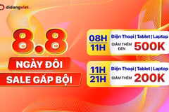 Ngày số đôi 8/8 đã trở thành đợt sale lớn để nhiều hệ thống đại lý thực hiện khuyến mãi với nhóm ngành hàng sản phẩm công nghệ. (Ảnh: didongviet)