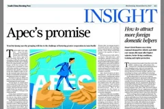 Bài viết của Chủ tịch nước Trần Đại Quang được đăng trên báo Bưu điện Hoa Nam buổi sáng của Hong Kong. (Ảnh: Trần Hoài Nam/Vietnam+)