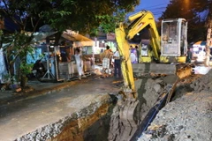 Hiện trường nơi xảy ra vụ việc. (Ảnh: Công Mạo/TTXVN)