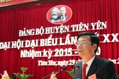 Bí thư Tỉnh uỷ Quảng Ninh Nguyễn Văn Đọc phát biểu tại Đại hội Đại biểu Đảng bộ huyện Tiên Yên. (Nguồn: quangninh.gov.vn) 