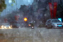 Mưa lớn lịch sử ở Quảng Ninh. (Ảnh: Văn Đức/Vietnam+)