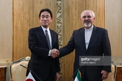 Ngoại trưởng Nhật Bản Fumio Kishida và người đồng cấp Iran Mohammad Javad Zarif. (Nguồn: Getty Images)