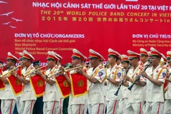 Phần biểu diễn của Đoàn nghi lễ Công an Nhân dân của Bộ Công an Việt Nam. (Ảnh: Mạnh Linh/TTXVN)