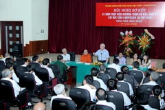 Hội nghị sơ hết 1 năm thực hiện chương trình đỡ đầu, giúp đỡ lưu học sinh Campuchia tại Việt Nam. (Ảnh: An Đăng/TTXVN) 