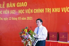 Ông Nguyễn Xuân Thắng phát biểu tại lễ khánh thành ký túc xá học viên của Học viện Chính trị khu vực IV. (Ảnh: TTXVN phát)