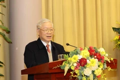 Tổng Bí thư, Chủ tịch nước Nguyễn Phú Trọng phát biểu tại Hội nghị triển khai nhiệm vụ năm 2021 của Văn phòng Chủ tịch nước. (Ảnh: Trí Dũng/TTXVN)