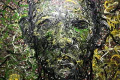 Tranh của Dân trong triển lãm 'Phi Lập Thể - Chân Dung 2016.' (Ảnh: Bùi Dũng) 