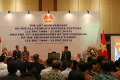 Lễ kỷ niệm 75 năm thành lập Quân đội Nhân Dân Việt Nam tại Indonesia. (Ảnh: Đình Ánh/TTXVN)