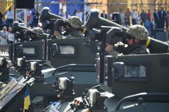 Tên lửa chống tăng Javelin tại Kiev, Ukraine. (Ảnh: AFP/ TTXVN)