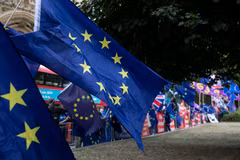 Người dân Anh biểu tình về vấn đề Brexit tại thủ đô London. (Ảnh: THX/TTXVN)
