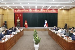 Quang cảnh buổi làm việc giữa Bộ trưởng Bộ Công Thương Việt Nam Nguyễn Hồng Diên và Bộ trưởng Bộ Ngoại giao Panama Erika Mouynes. (Ảnh: Trần Việt/TTXVN)