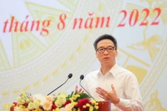 Phó Thủ tướng Chính phủ Vũ Đức Đam phát biểu tại điểm cầu Hà Nội. (Ảnh: Thanh Tùng/TTXVN)