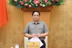 Thủ tướng Phạm Minh Chính chủ trì Phiên họp Chính phủ chuyên đề pháp luật. (Ảnh: Dương Giang/TTXVN)