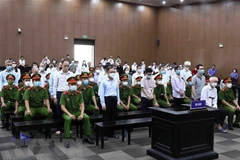 Các bị cáo tại tòa. (Ảnh: Phạm Kiên/TTXVN)
