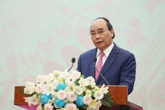 Chủ tịch nước Nguyễn Xuân Phúc phát biểu tại buổi lễ. (Ảnh: An Đăng/ TTXVN)