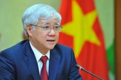 Chủ tịch Ủy ban Trung ương Mặt trận Tổ quốc Việt Nam Đỗ Văn Chiến phát biểu tại buổi điện đàm. (Ảnh: Minh Đức/TTXVN)