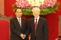 [Photo] Tổng Bí thư tiếp Thường trực Ban Bí thư, Phó Chủ tịch nước Lào