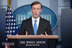 Cố vấn an ninh quốc gia của Nhà Trắng Jake Sullivan tại cuộc họp báo ở Washington, DC. (Ảnh: AFP/TTXVN)