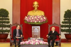 Tổng Bí thư Nguyễn Phú Trọng tiếp Đại sứ Liên bang Nga Gennady Bezdetko. (Ảnh : Trí Dũng/TTXVN)