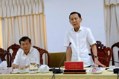 Thứ trưởng Bộ Kế hoạch và Đầu tư Võ Thành Thống, Trưởng đoàn công tác phát biểu tại buổi làm việc. (Ảnh: Thanh Liêm/TTXVN)