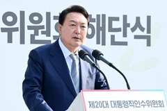 Tân Tổng thống Hàn Quốc Yoon Suk-yeol phát biểu tại Seoul ngày 6/5. (Ảnh: Yonhap/TTXVN)