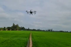 Máy bay nông nghiệp không người lái. (Ảnh: Tuấn Kiệt/TTXVN)