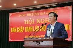 Ông Phạm Xuân Thăng, Bí thư Tỉnh ủy Hải Dương phát biểu tại Hội nghị. (Ảnh: Mạnh Minh/TTXVN)