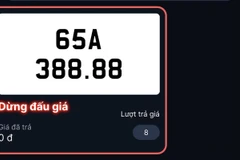 Biển số tứ quý 8 của Cần Thơ đột ngột dừng đấu giá ở cuối phiên chiều 25/9. (Ảnh chụp màn hình)