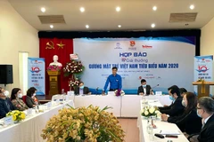 Ông Bùi Quang Huy, Bí thư thường trực Trung ương Đoàn phát biểu tại cuộc họp báo. (Ảnh: Minh Hiếu/Vietnam+)