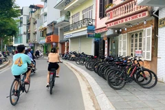 Dịch vụ đạp xe tại Thủ đô đang rất hút khách. (Ảnh: Minh Hiếu/Vietnam+)