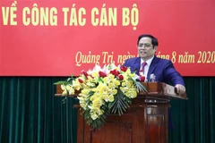 Trưởng Ban Tổ chức Trung ương Phạm Minh Chính phát biểu tại hội nghị. (Ảnh: Nguyên Lý/TTXVN)