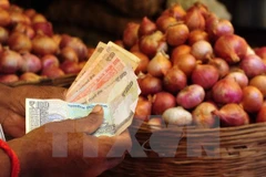 Người dân mua bán hành tại khu chợ ở Mumbai. (Nguồn: AFP/TTXVN) 