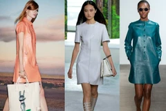 Các cô nàng trở nên vô cùng thanh lịch khi khoác lên mình những chiếc váy da đơn giản mang màu sắc tươi sáng.