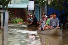 Nước lũ dâng cao tại Quảng Nam. (Ảnh: Trần Tĩnh/TTXVN)