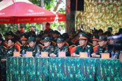 Các đại biểu tham dự buổi diễn tập. (Ảnh: Trọng Đạt/TTXVN)