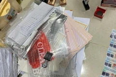 Hiện vật bị cơ quan chức năng phát hiện và tịch thu. (Ảnh: TTXVN phát)