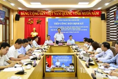 Quang cảnh buổi tiếp công dân tại điểm cầu UBND tỉnh Tuyên Quang. (Nguồn: báo Tuyên Quang)