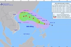 Hướng di chuyển của bão số 8 lúc 14 giờ, ngày 10/11. (Nguồn: Trung tâm Dự báo Khí tượng Thủy văn Quốc gia)