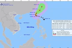 Hướng đi của cơn bão. (Ảnh: Trung tâm Dự báo Khí tượng Thủy văn Quốc gia)