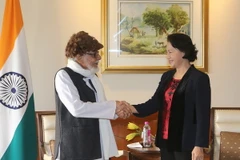 Chủ tịch Quốc hội Nguyễn Thị Kim Ngân tiếp ông Greetesh Sharma, Chủ tịch Ủy ban đoàn kết Ấn Độ-Việt Nam. (Ảnh: Trọng Đức/TTXVN)