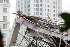 Hiện trường vụ trường mầm non tại Mỹ Đình bất ngờ đổ sập. (Nguồn: Minh Sơn/Vietnam+)